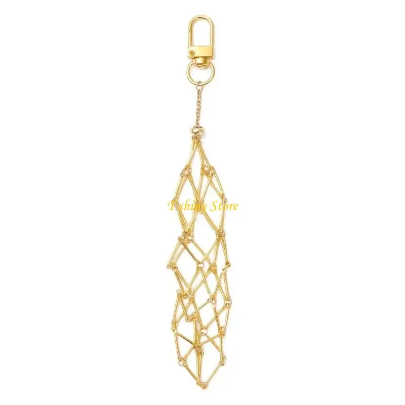 N58F Portable Lip Balm Holder Bag Keychain with Metal Mesh Design for Attached Access from Keys, Bags, and Zipper Pulls