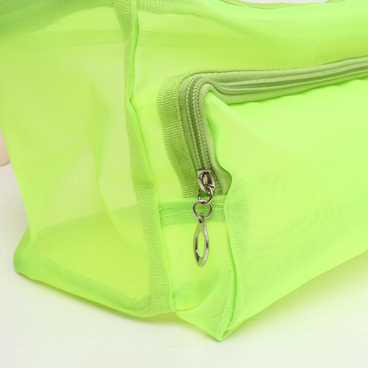 

Woolen Line Storage Mesh Bag Foldable Lightweight Nylon Net Tote Home Travel Durable Zipper Handle Container For Moms Girls