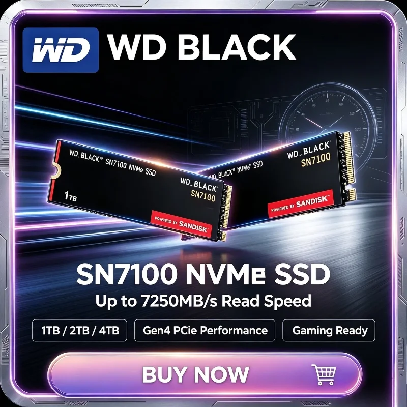 2026 Neue Western Digital BLACK SN7100 NVMe SSD 1TB 2TB 4TB M.2 2280 PCIe Gen 4.0 7250MB/s Gaming für PS5 Laptop PC