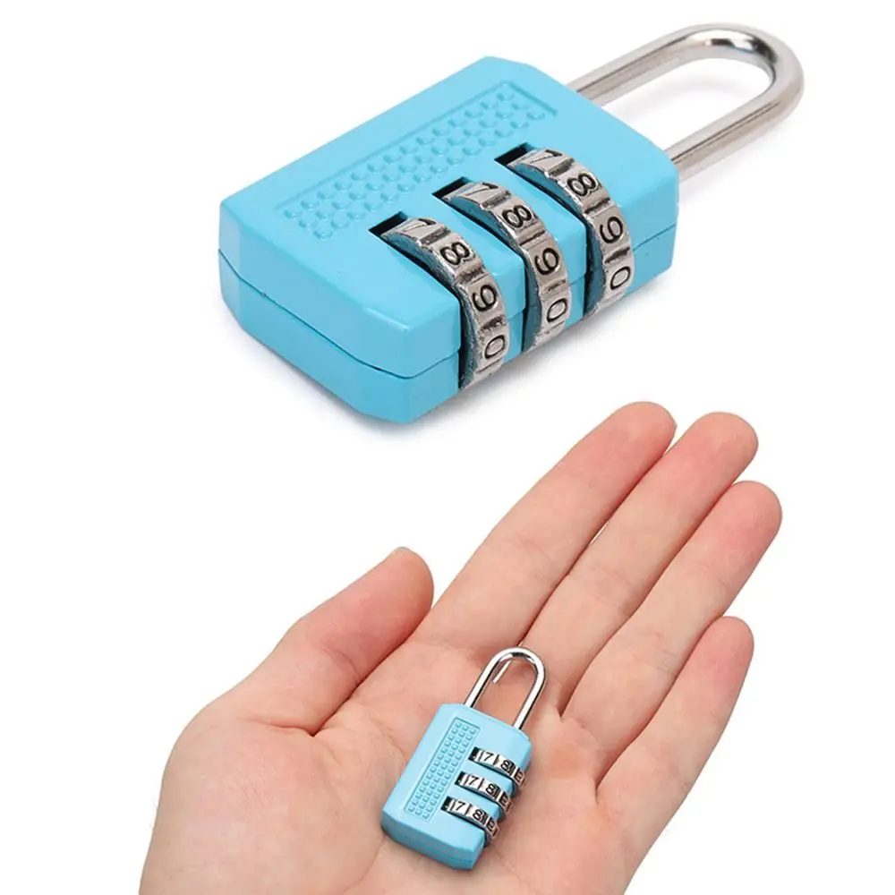 

Portable Mini Number Lock Durable Solid Color Password Lock 3 Digit Anti-theft Alloy Padlock Handbag