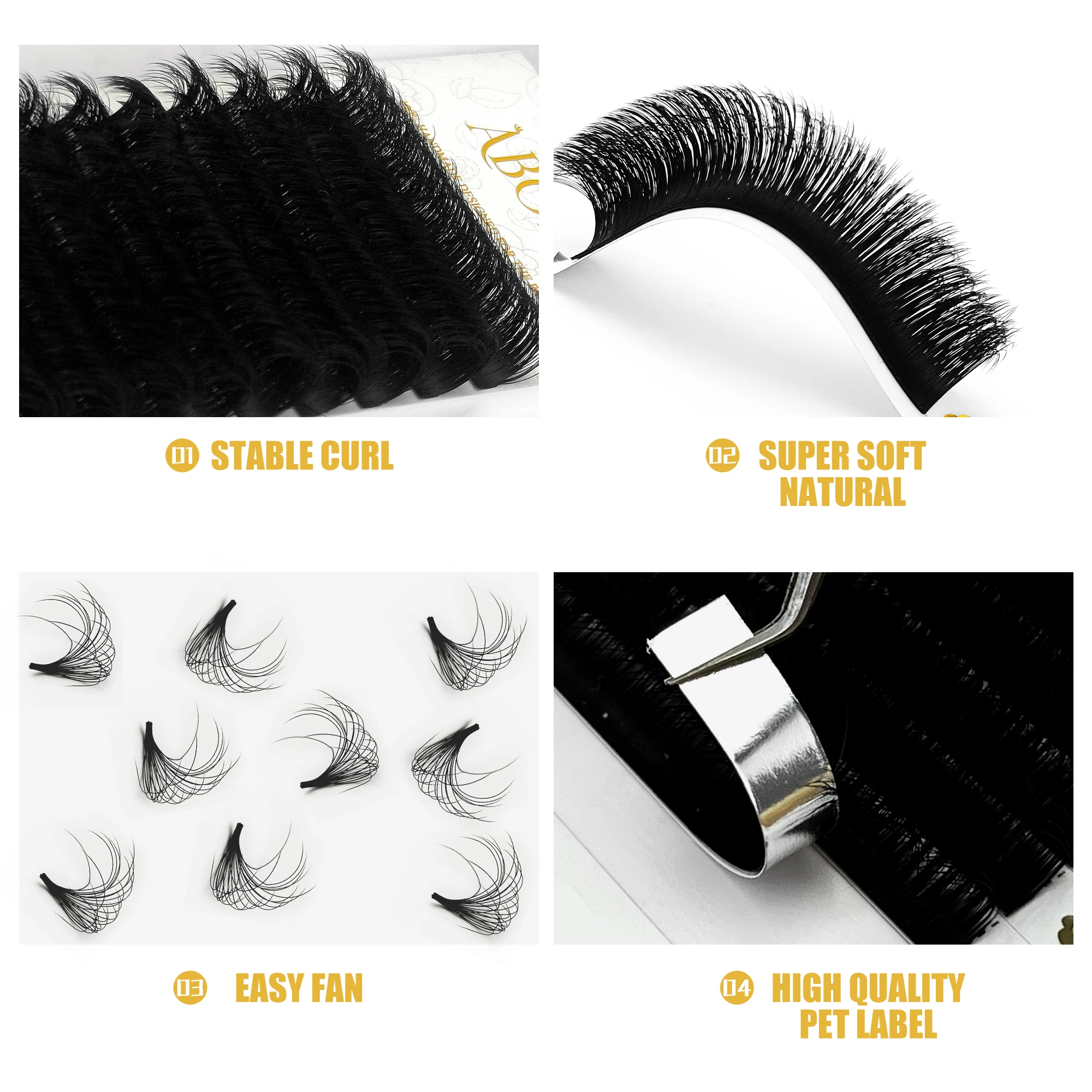 Abonnie 5D Cashmere Easy Fan Lashes Auto Fanning Eyelashes Mega Volume Eyelash Extensions