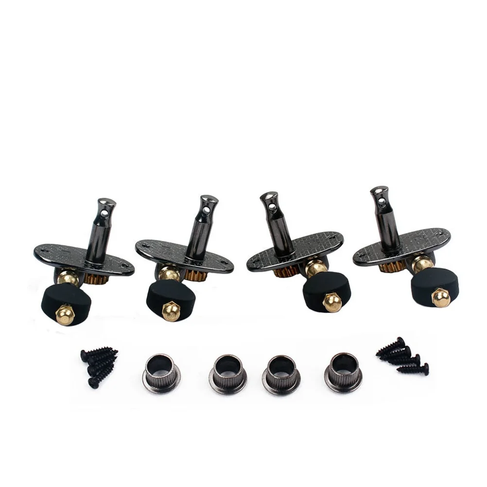 

4Pcs Ukulele Machine Heads 2L 2r Tuning Pegs Metal Amber Plastic Buttons Set with Ferrules Screws for Acoustic Ukulele
