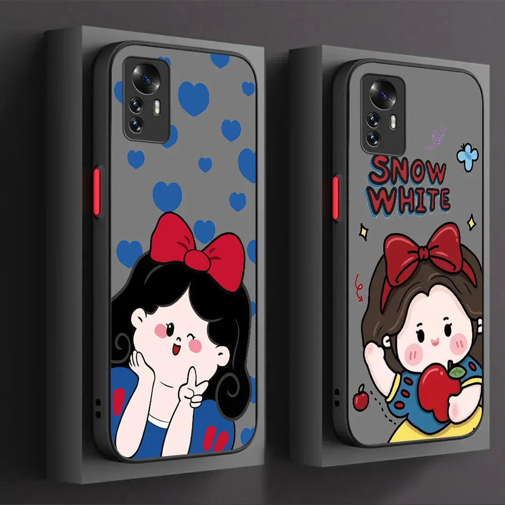 Lovely Snow White Matte Shockproof Phone Case For Redmi NOTE 13 12 12TURBO 11 11T 11E 4 4X S PRO PLUS 5G