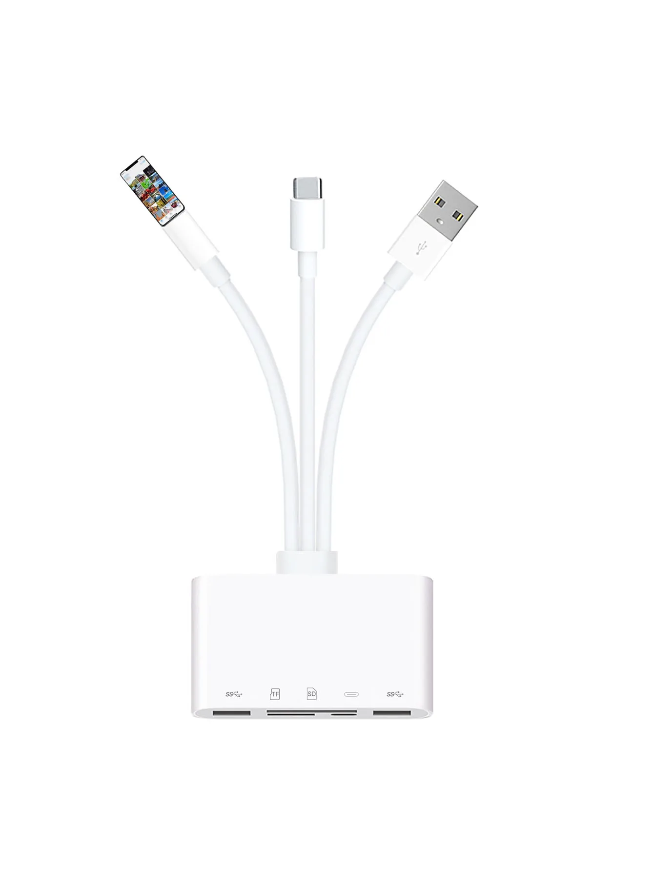 3-Draht-5-in-1-Kartenleser, USB2.0, Multifunktions-OTG-Konverter, Hoch geschwindigkeit übertragung, kompatibel mit iPhone/Android/iPad