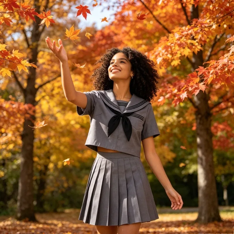grey-three-book-improved-japanese-uniform-versatile-top-paired-with-solid-color-pleated-skirt-classic-college-style-girl-suit