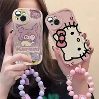 Kuromi Hello Kitty  Bracelet Casing For VIVO V25E V23E V27E V21E V27 V25 V20 V23 V15 Pro Y29 Y15S Y15A S15E T1 Wavy Phone Cases