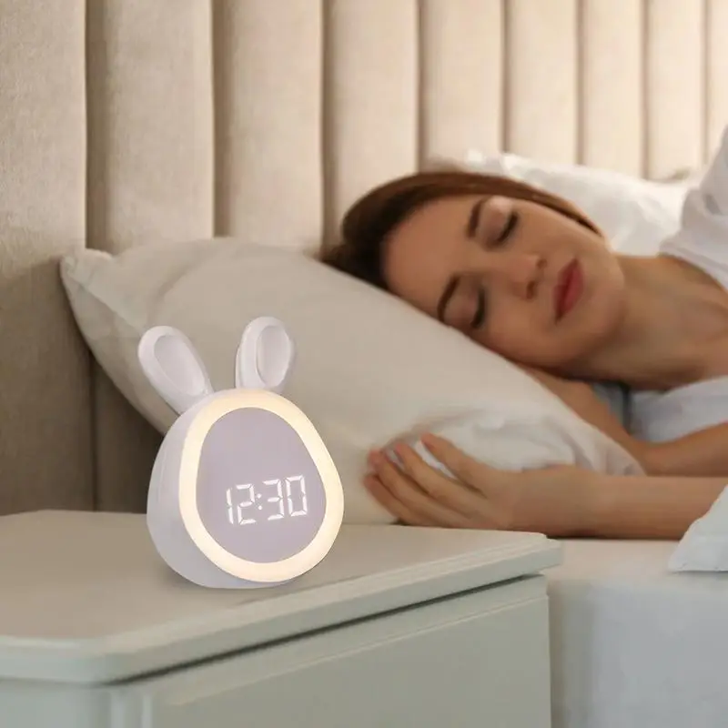 Alarm Clock For Kids Girls Alarm Clock With Rabbit Design Digital Clocks For Bedrooms USB Charging Digital Alarm Clock Night