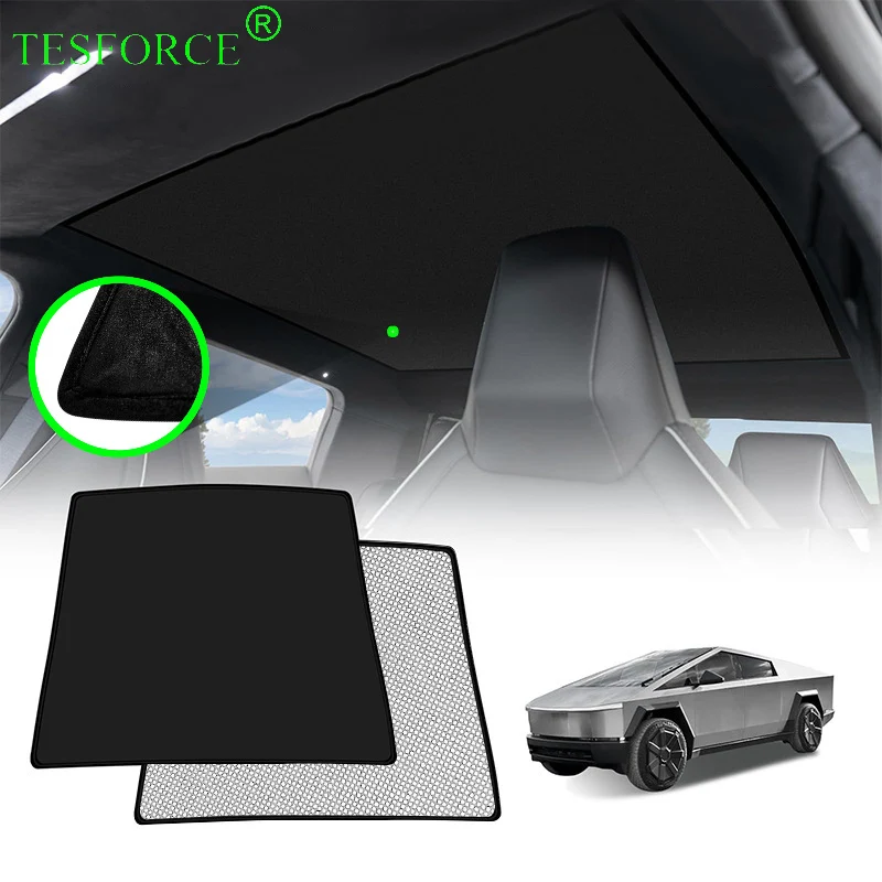 

Для Tesla Cybertruck 2024, электростатический замшевый солнцезащитный козырек со льдом и кристаллами, солнцезащитный козырек на крыше, стеклянный люк, летнее охлаждение