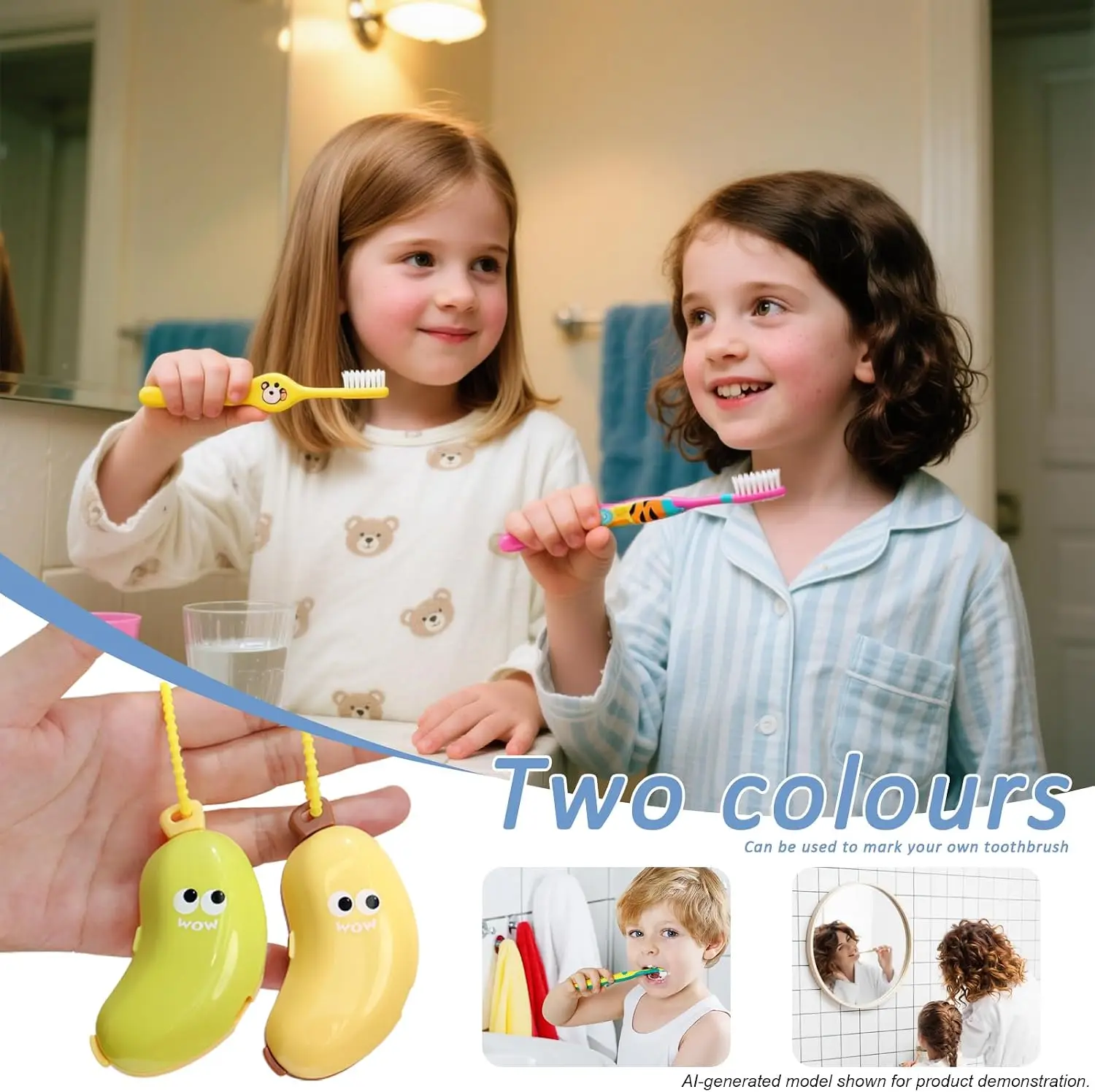 Banana-Shaped Travel Toothbrush Protector, 2-in-1 Toothbrush Protective Case with Built-In Toothpaste Dispenser and Lanyard, Compatible with Most Electric/Manual Brush Heads, Suitable for Vacation, Camping, School, and Home Use