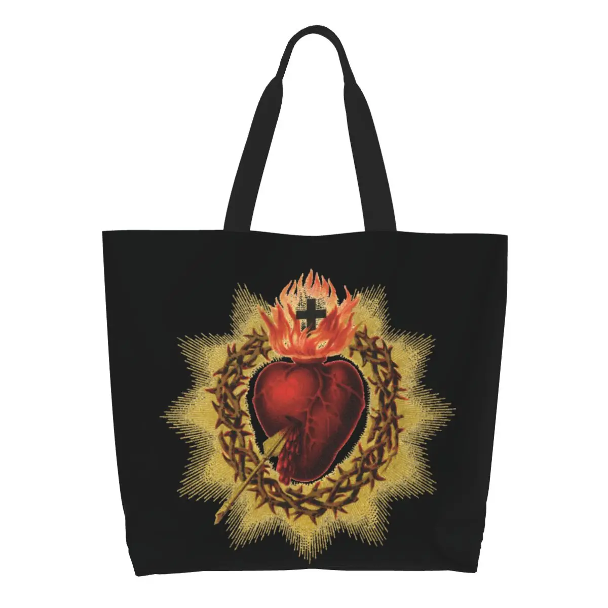 personalizado-sagrado-coracao-de-jesus-compras-sacos-de-lona-portatil-grande-capacidade-mantimentos-catolico-fe-crista-tote-shopper-sacos