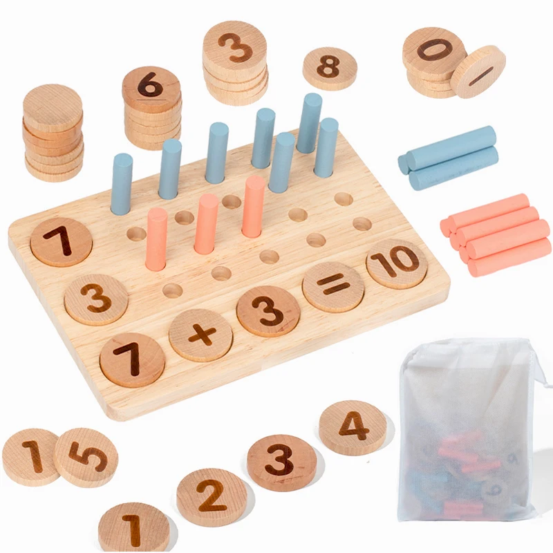 Wooden Math Toys Arithmetic Number Board Games Montessori Early Education Counting Toys For Kid Kindergarten Learning Activities