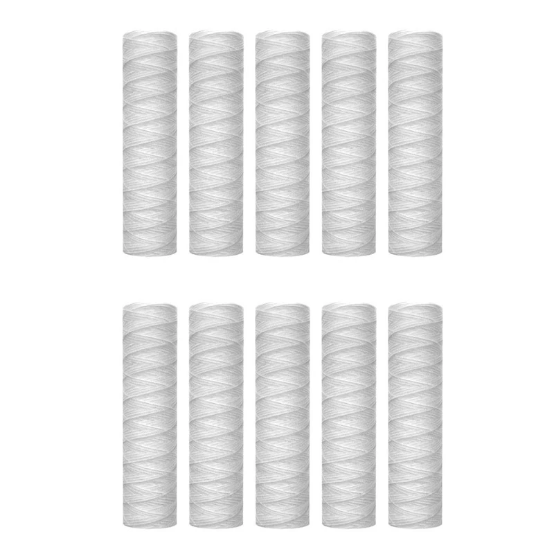 10Pc 20 Micrometre 10X2.5 Inch String Wound Sediment Water Filter,Whole House Sediment Filtration, For RO Unit