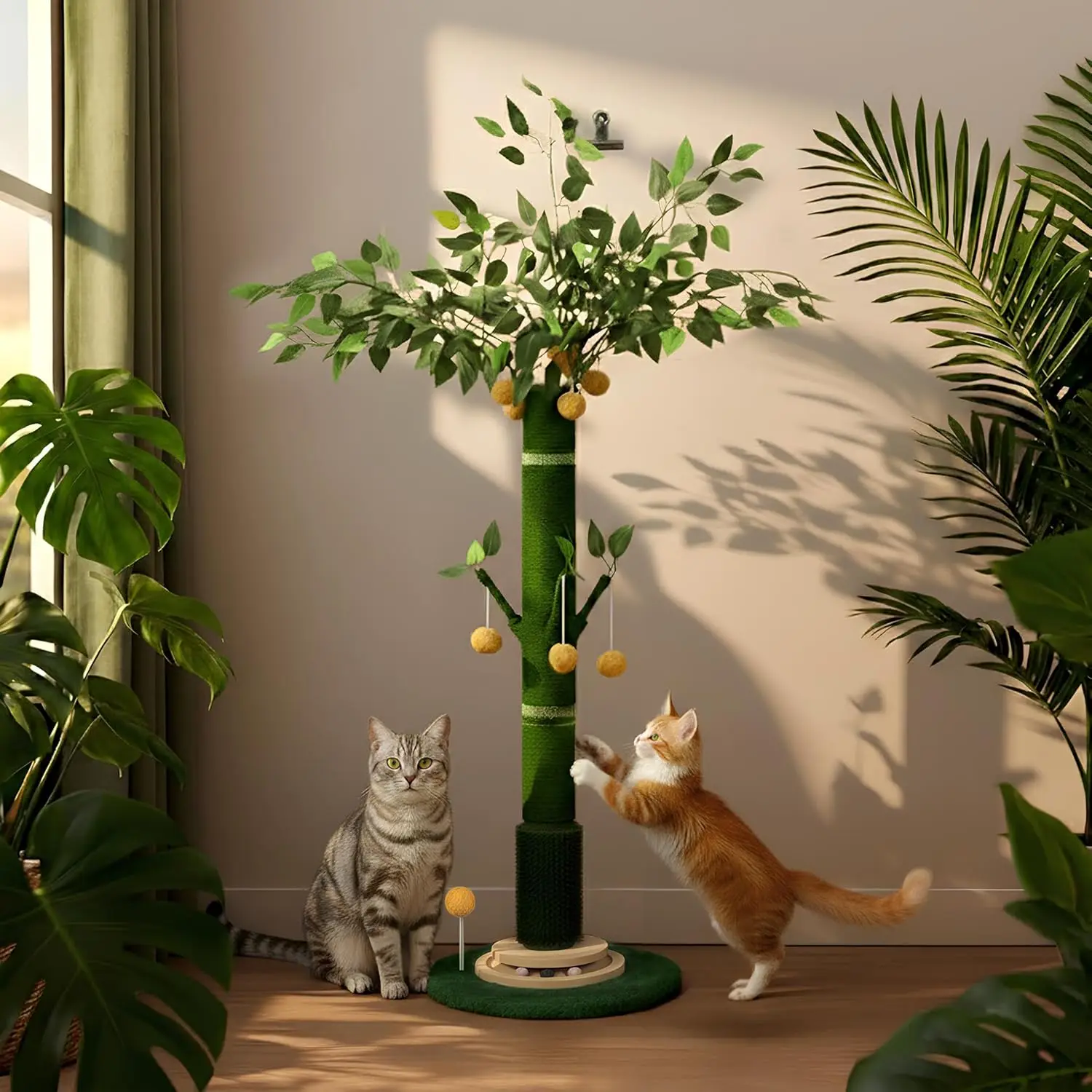 

53' Extra Tall Cat Scratching Post for Large Cats, Heavy Duty Vertical Scratcher with Natural Sisal