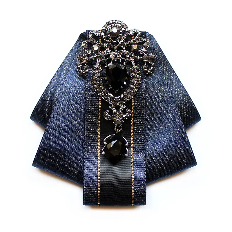 New Handmade Black Rhinestone Bow Tie Fashion Men Business Banquet Wedding Celebration Groom Accessories Luxury Men\'s Jewelry