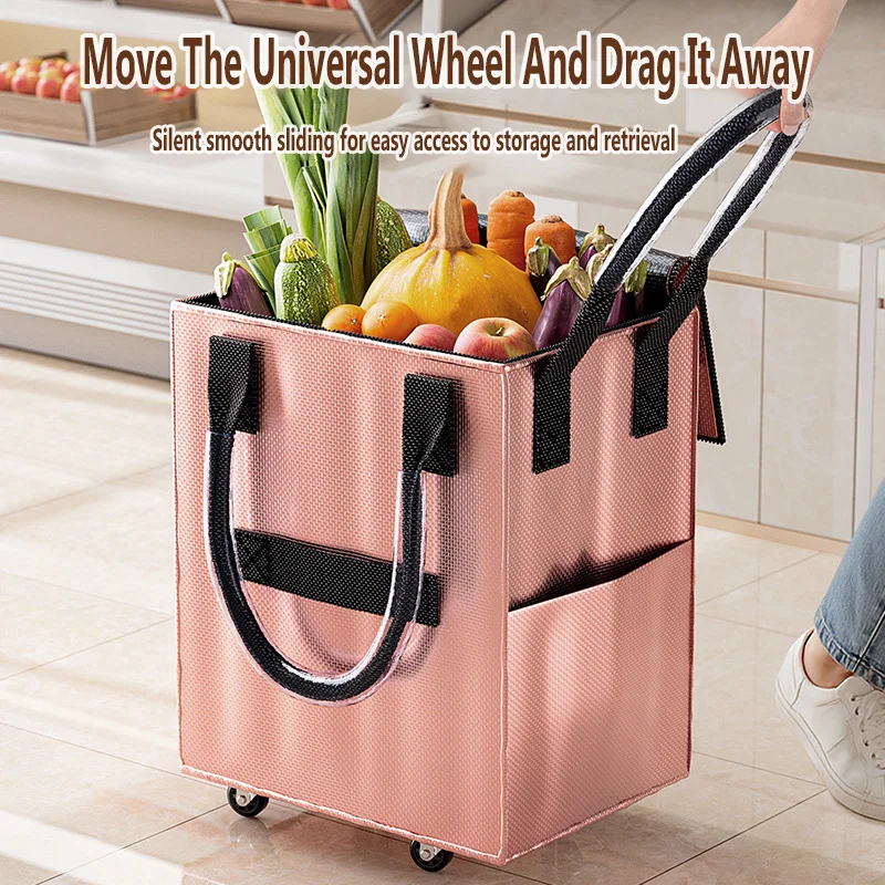 

Roller Skating Shopping Bag Long Handheld Folding Storage Bag Tugboat Luggage Outdoor Business Travel Shopping Cart Bag
