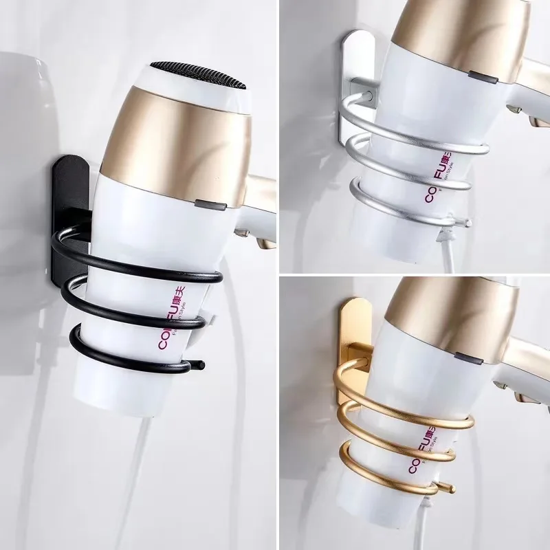 Soporte De Aluminio Perforado Para secar Pelo, Estante De Almacenamiento De Baño Para El Hogar Montado En La Pared