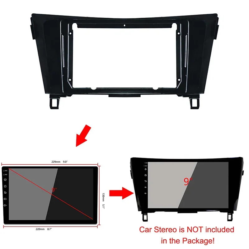 

9 inch Car radio Fascia For NISSAN Qashqai X-Trail 2015- 2018 Fascia Audio Fitting Adaptor In-dash Panel Dvd Frame Kits