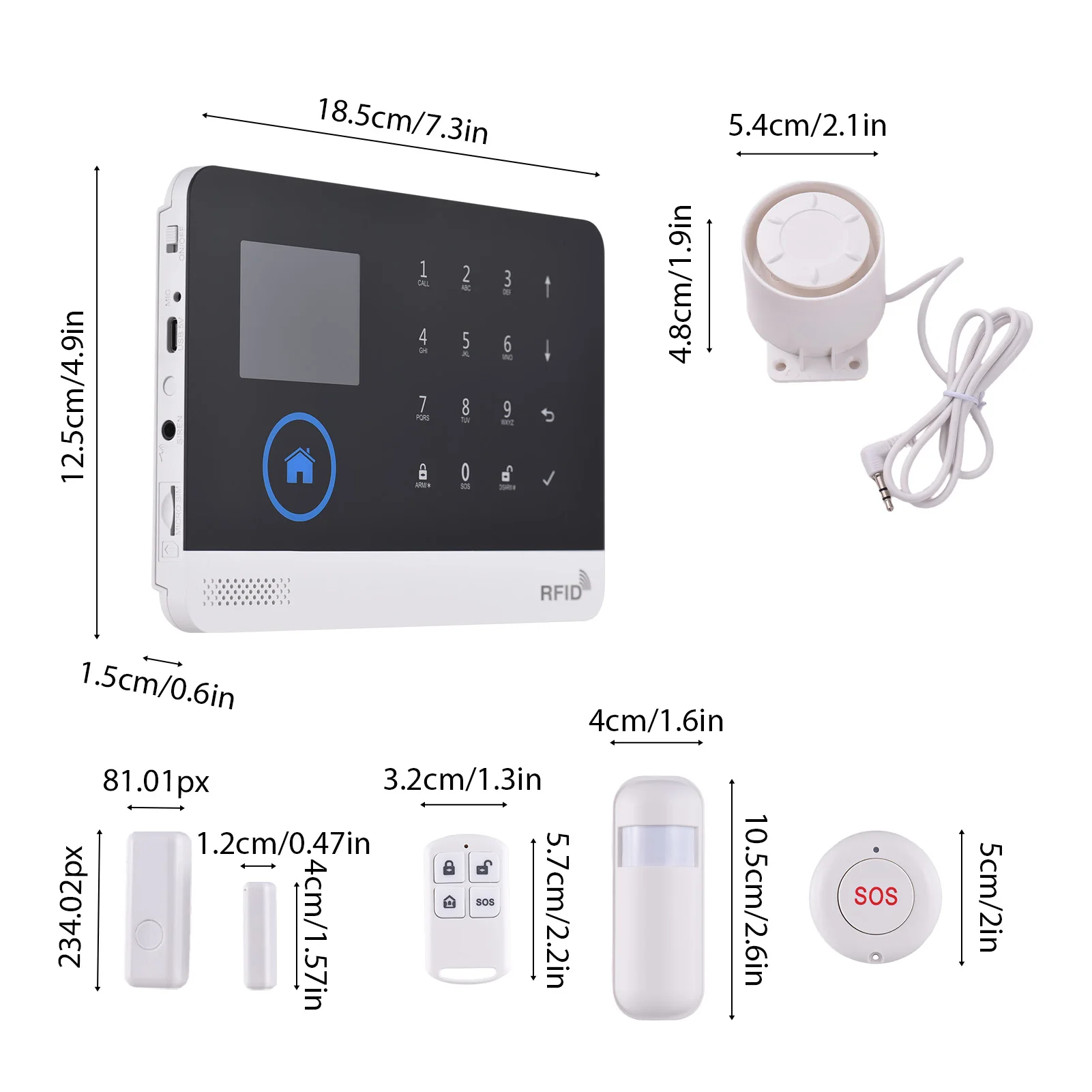 4G WiFi Wireless Home Alarm System DIY Smart Wireless Alarm System with TY APP Control 2.4-Inch TFT Color Screen Wired Siren EU