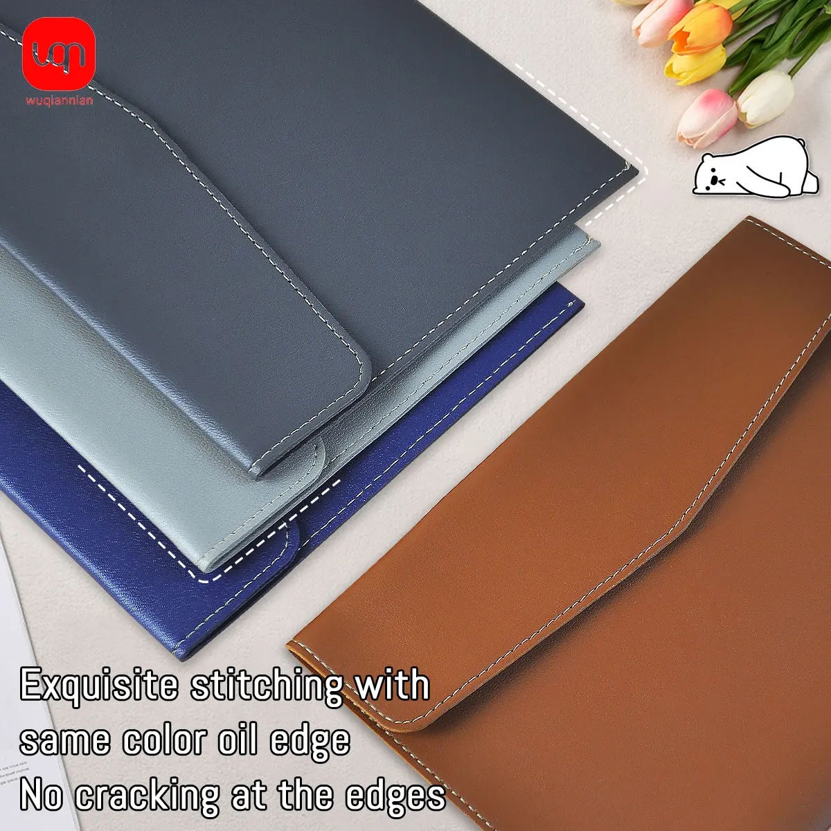 

WQN-1PC High Quality Faux Leather Document Bag Business Information Bag A5-09 School & Office Stationery Supplies