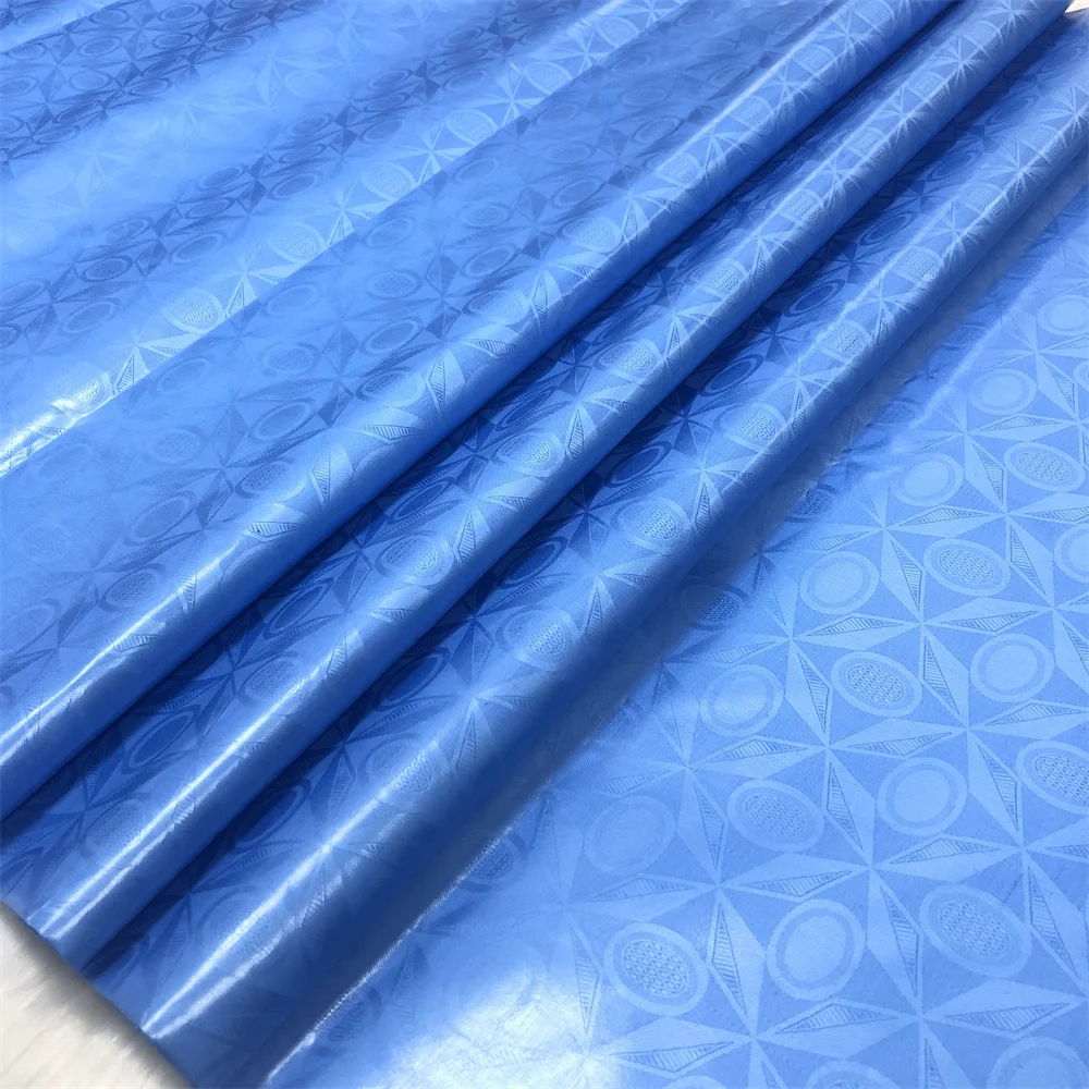 5 Yards Blue Color African Bazin Riche Fabric High Quality Guinea Brocade Shadda Fabric With Perfume 100% Cotton for Cloth