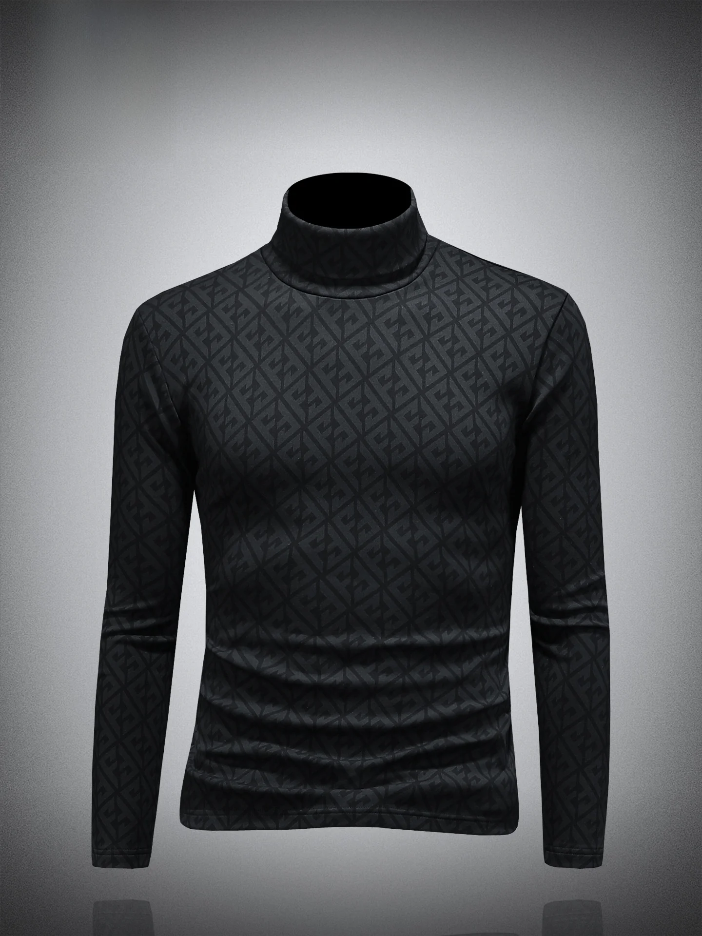 

Мужская теплая футболка с высоким воротником и длинным рукавом, с принтом букв, повседневная, модная, в городском стиле, из хлопка и полиэстера