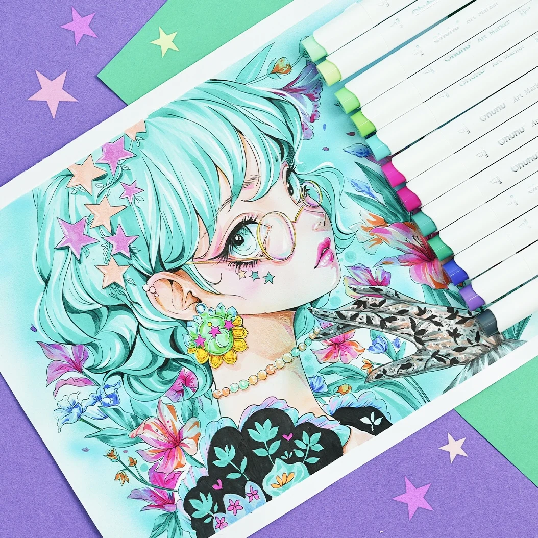 Ohuhu Honolulu 168 Colors Marker Pen Set Alcohol Art Markers Refillable Dual Tips Sketching Drawing Manga School Art Supplies