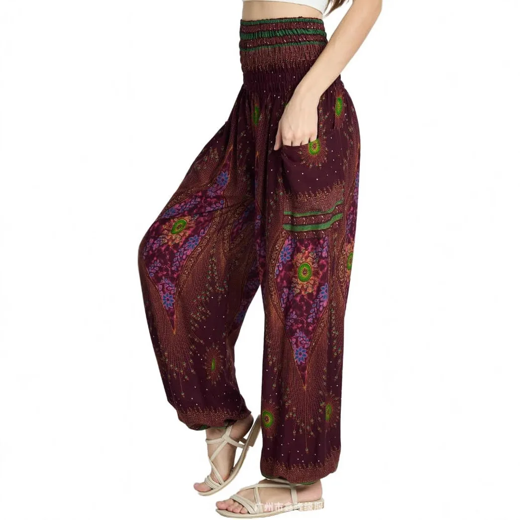 High Waist Bohemian Harem Yoga Pants Women's Elegant Loose Fit Casual Trousers Cross-Border Independent Station