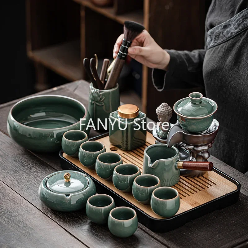 Juego de té de porcelana para ceremonia china, accesorios de tazón, herramienta de 6 personas, juego de té de lujo, estilo chino, Taza Mate, vajilla AB50TS