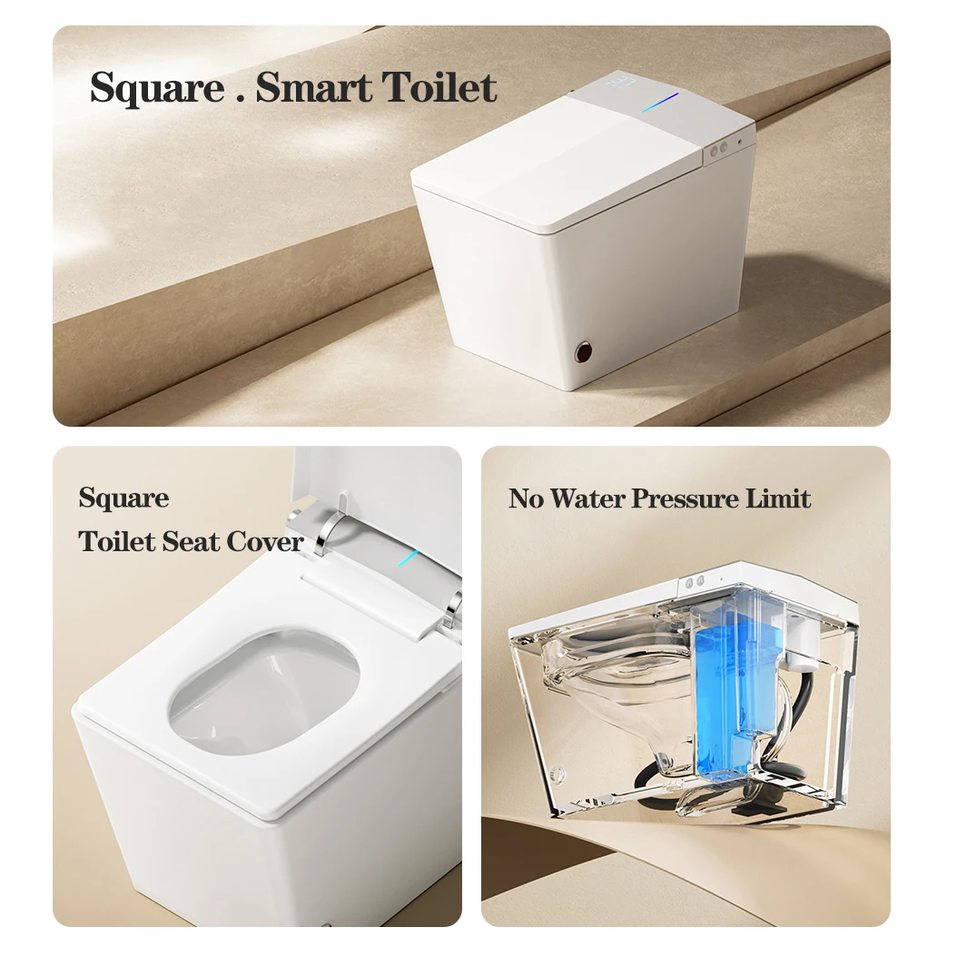 Square Shape New Design Intelligent WC Sanitary Ware Water Closet Bathroom Floor Mounted Automatic Ceramic Smart Toilet Commode