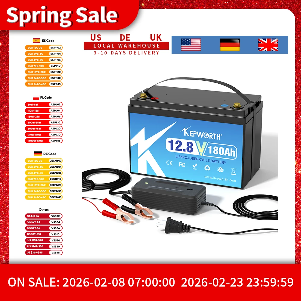 

12 В 180 Ач LiFePO4 Аккумулятор глубокого цикла литий-железо-фосфатный для лодки RV Солнечный троллинговый двигатель - перезаряжаемая энергия