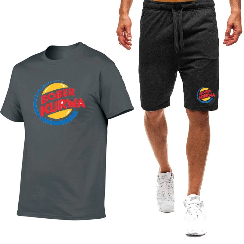Bober Kurwa Funny Summer Fashion Men's Tracksuit T-shirt Shorts Set Leisure Short Sleeve Set Jogging Gym Suit Brand Clothing view 6