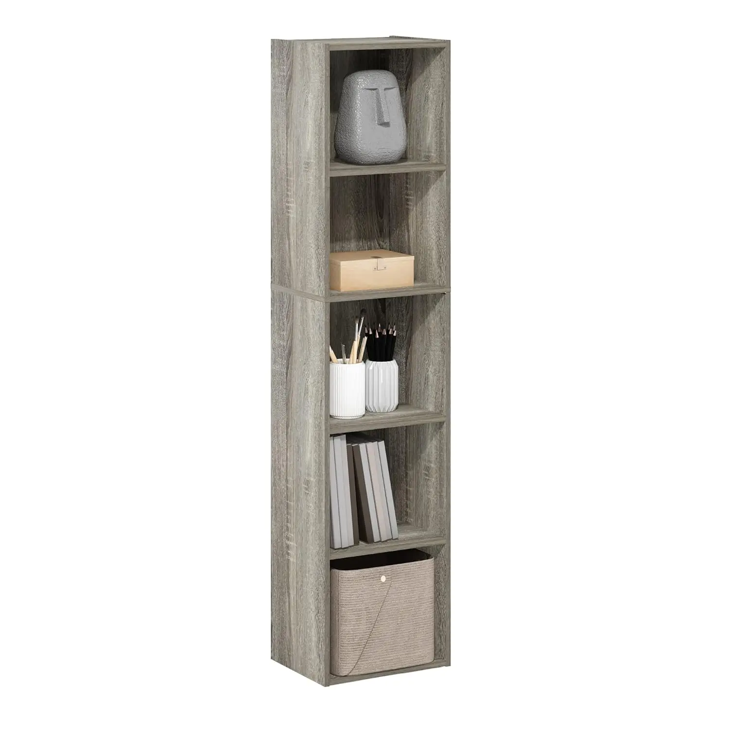 

PASIR Book Shelf, 5-Tier Tall Narrow Bookshelf, Open Shelves Bookcase, 9 X 12 X 52, Easy Assembly, For Living Room,, Customized