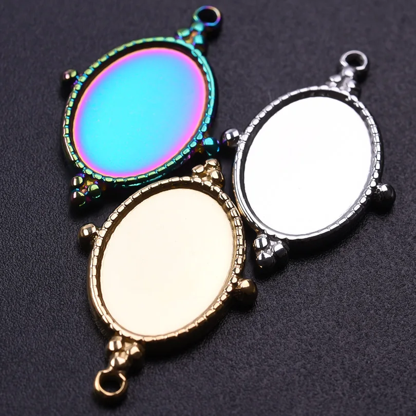 5 teile/los Edelstahl Runde Oval Herzförmige Tablett Anhänger Basis Einstellungen Charms DIY Schmuck Machen Liefert Halskette Ohrring – Detail 10