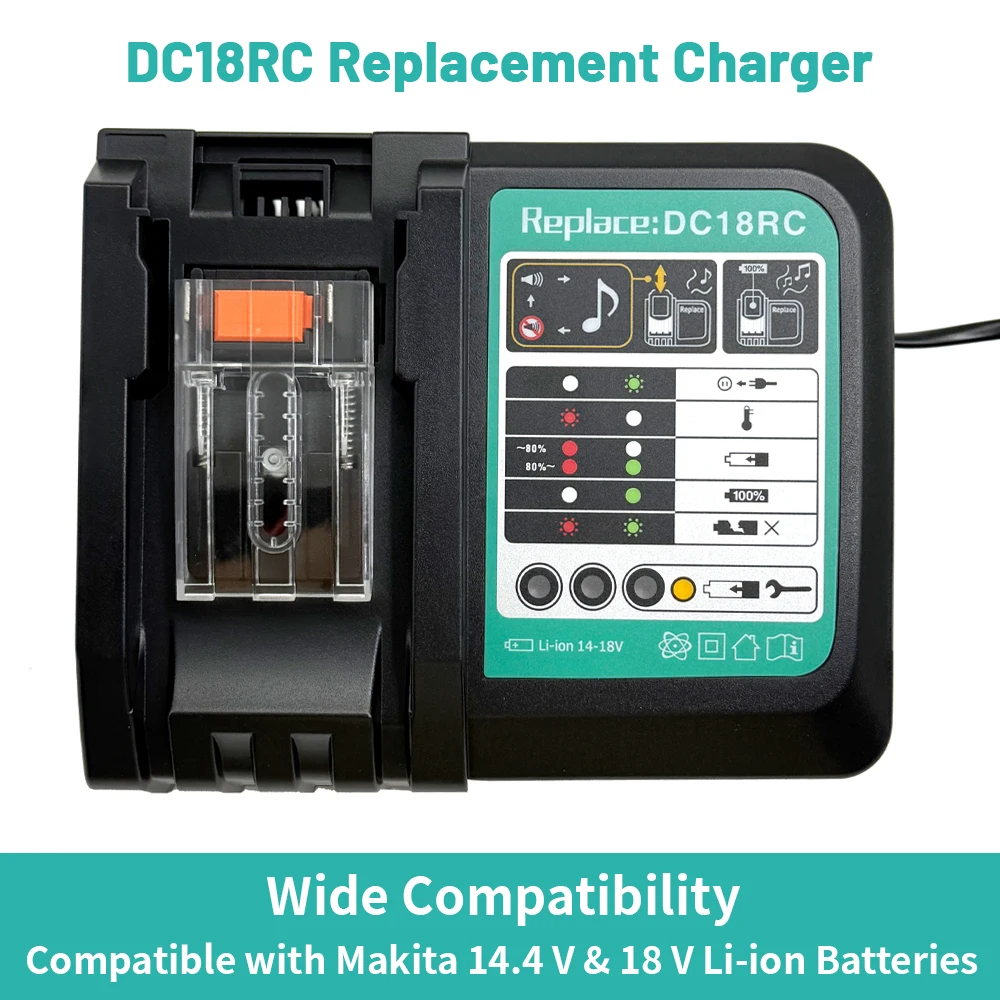 

DC18RC Зарядное устройство для литий-ионного аккумулятора для Makita 14,4 В 18 В Bl1830 Bl1430 DC18Ra Электрическая мощность DC18Rct 3A 6A Зарядка