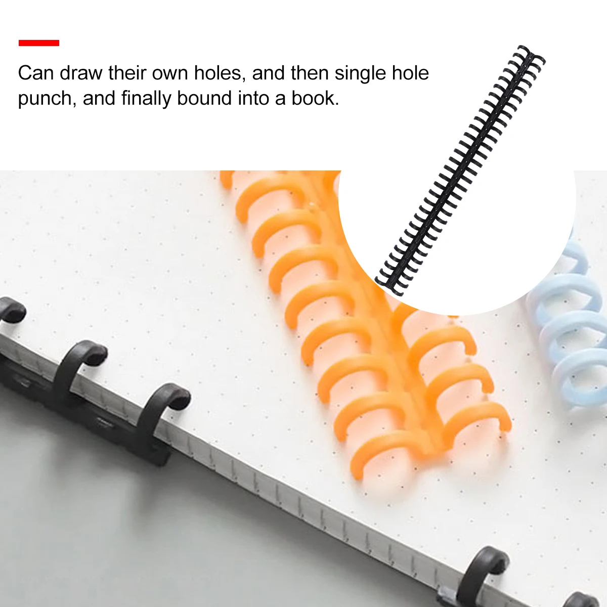 

10pcs Loose Leaf Ring Binder Spiral Binding Clip Notebook Bindings Office Supplies Black Color DIY Hole Punch