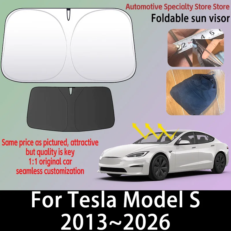 

Для Tesla Model S 2013 ~ 2026 25 Автомобильный солнцезащитный козырек на лобовое стекло, складной козырек, УФ-защита, солнцезащитный козырек, занавеска для конфиденциальности, автомобильные аксессуары