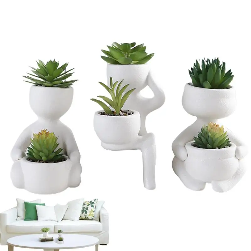 

Artificial Succulents Plants 3Pcs Small Succulents Artificial Greenery Succulents Plants In Ceramic Pot For Living Room Bathroom