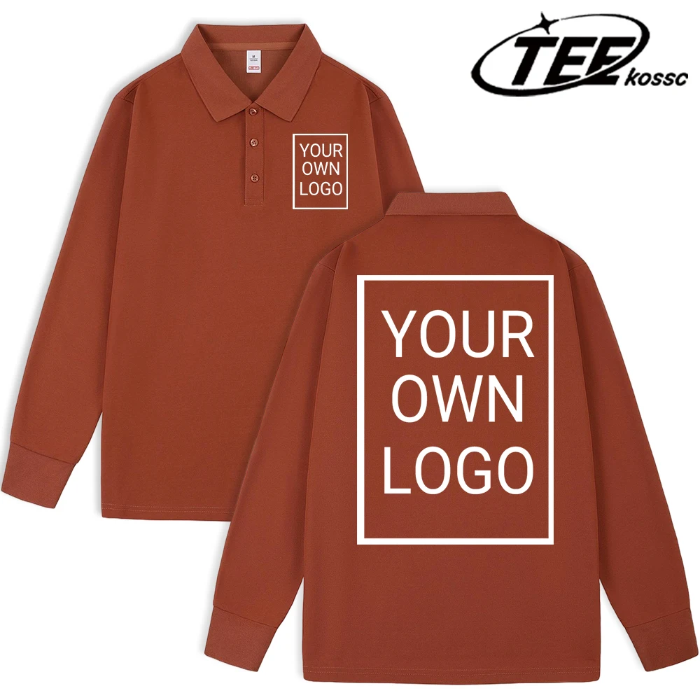 Double Sided Customized Logo Womens Golf T-Shirt Fleece Business Polo Shirt DIY Spring Lapel Streetwear Autumn Long Sleeve
