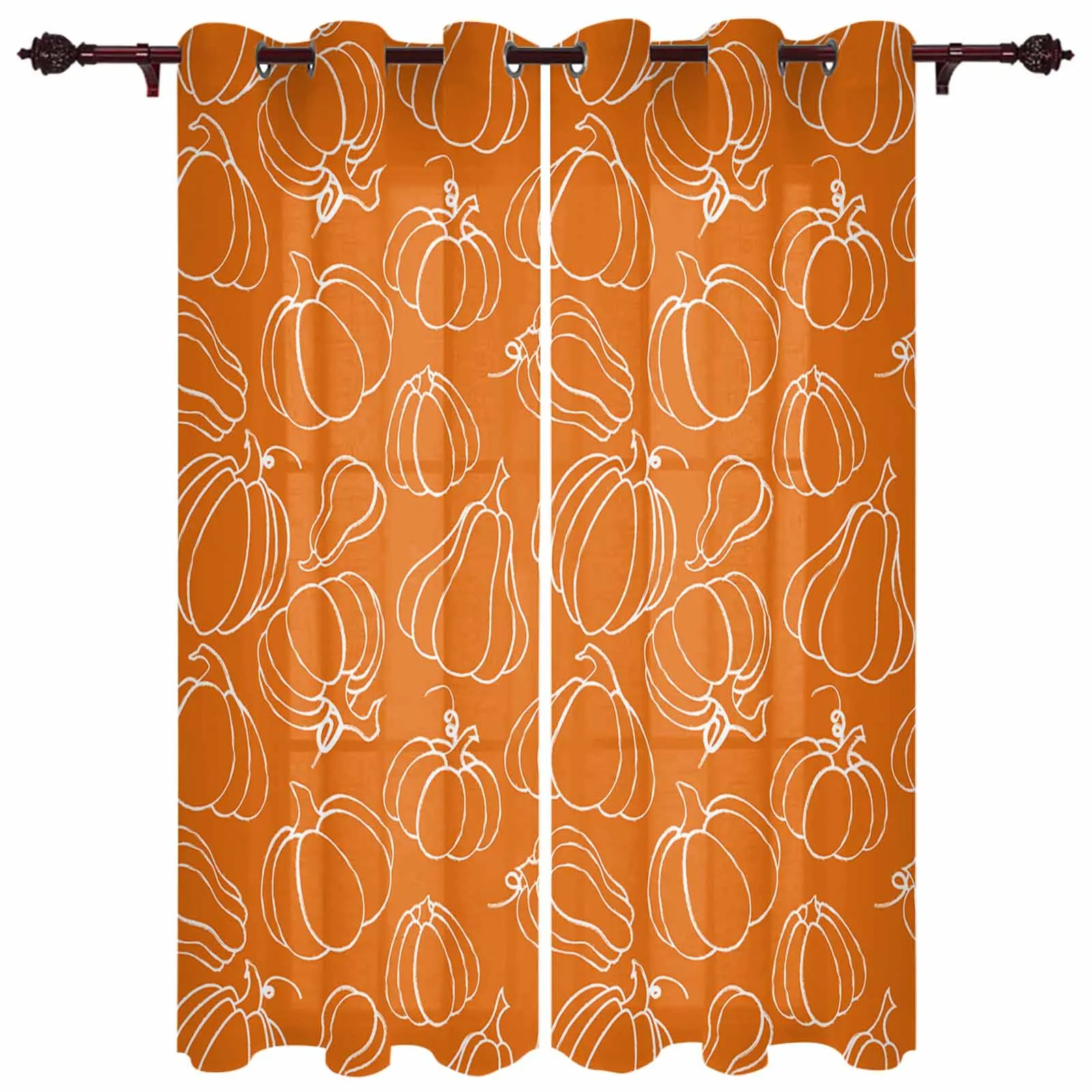

Занавески с оранжевой тыквой для гостиной, гостиницы, на День Благодарения