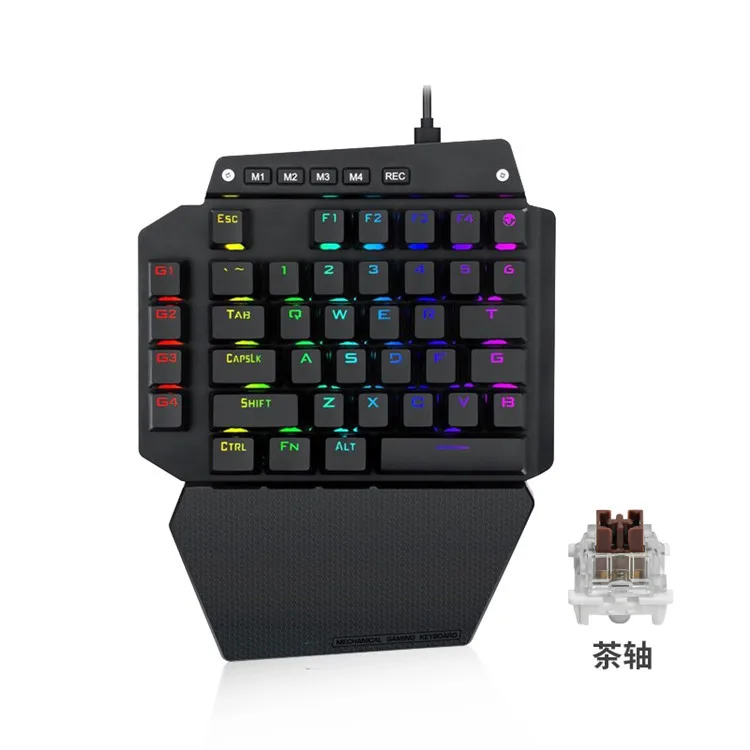 K700 One-Handed Gaming Mechanical Keyboard 44 Keys RGB Backlit Keyboard Support Programmable E-Sports Keyboard With Hand Rest