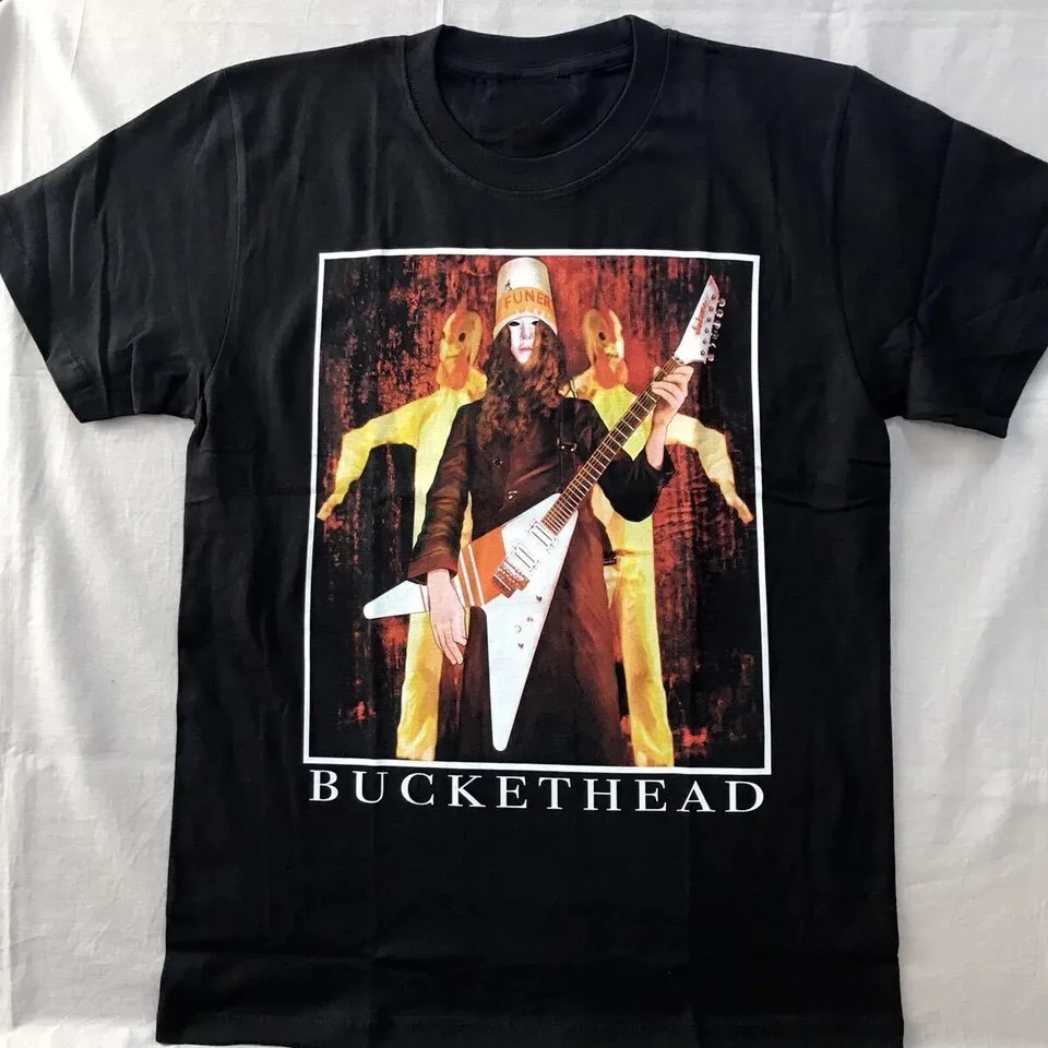 Buckethead Guitar Heavy Cotton Black S to 5XL Concert Shirt
