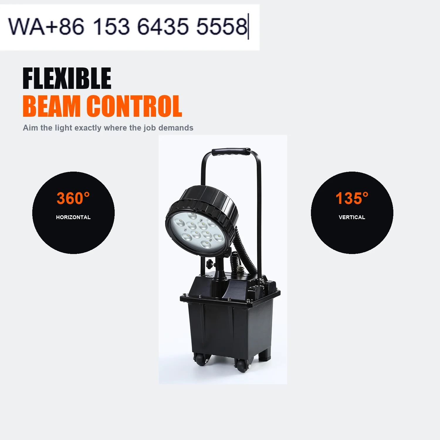 LONTU Explosion-Proof Rechargeable Work Light DBG-501A 20Ah 24h Runtime Rugged Alloy Housing IP66 for Hazardous Area