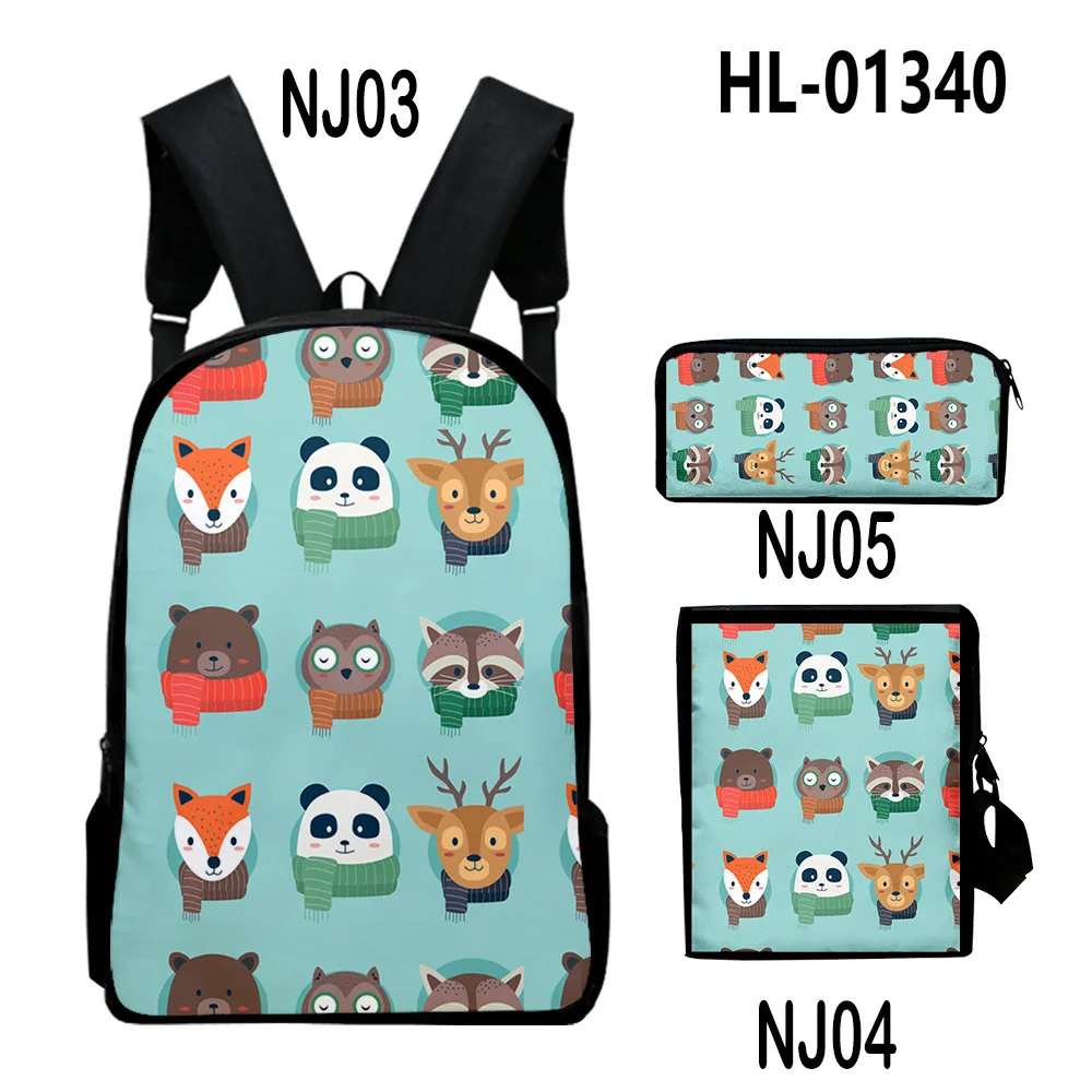 

Harajuku Youthful Peculiar Funny Animals 3D Print 3pcs/Set Student Travel bags Laptop Daypack Backpack Shoulder Bag Pencil Case