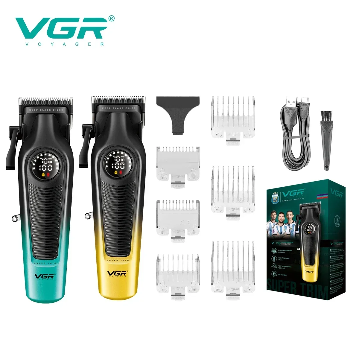 

VGR V-196 Hair Clipper Cordless Hair Trimmer Professional Led Hair Cutting Machine Electric Haircut Clipper for Men