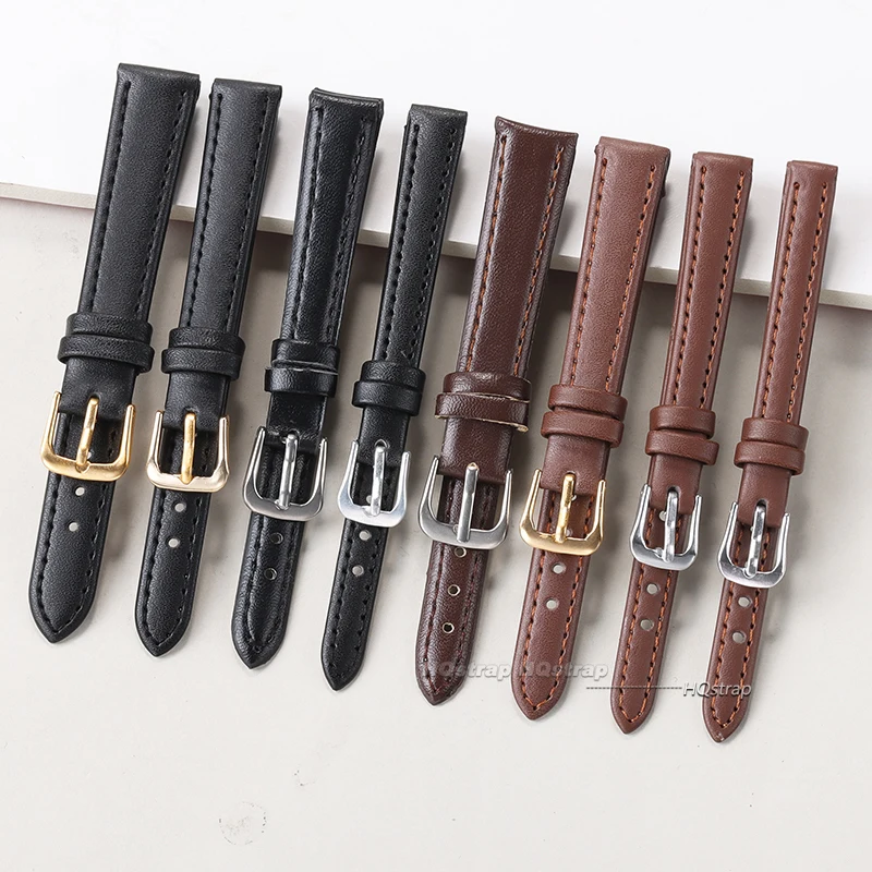 Cowhide Watch Band PU Leather 8mm 10mm 12mm 14mm 16mm 18mm Thin Soft Watch Strap Belt for Seiko Smartwatches 20mm 22mm Wristband