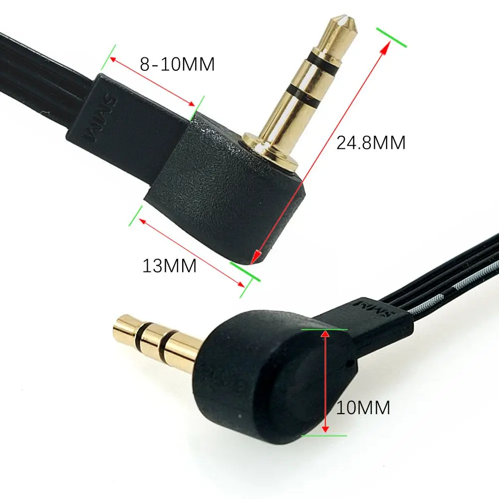 Enchufe de ángulo recto a macho, conector Jack de Audio estéreo, auxiliar de 3 polos, chapado en oro, 90 grados, 3,5mm, 10cm, 20CM