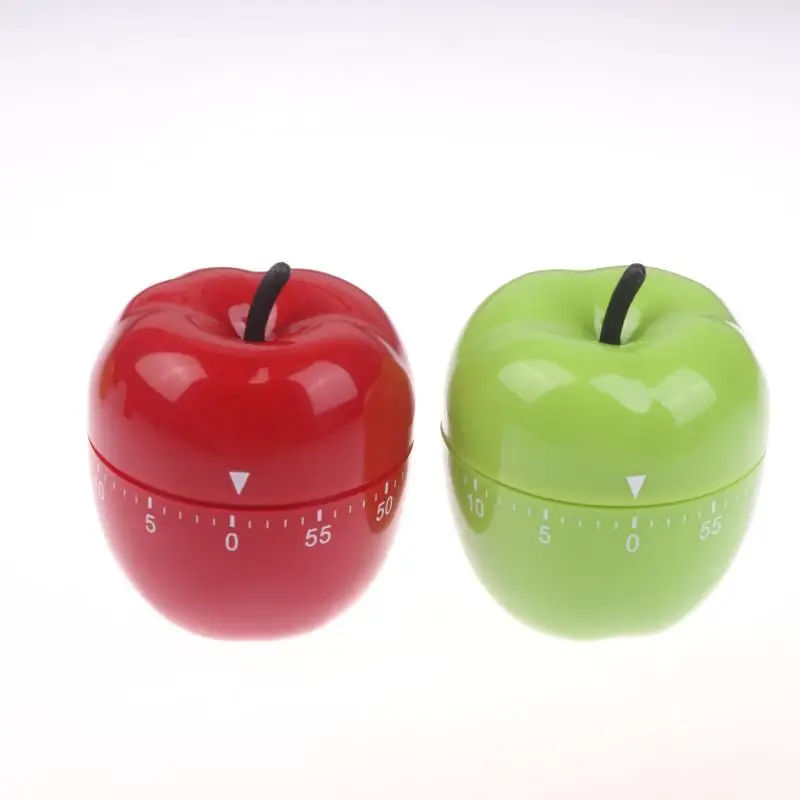 1Pcs Plastic Kitchen Study Baking Reminder No Cooking Timer Apple Mechanical Timer Kids Learning Time Management Tool