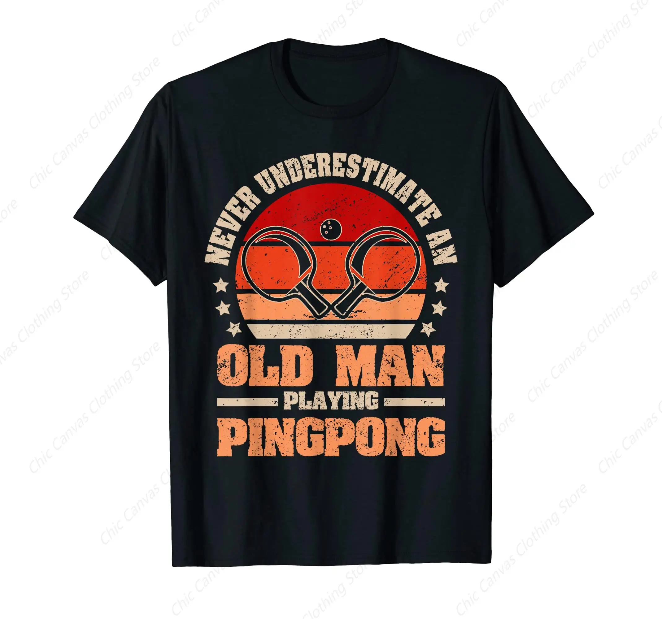 

Men Will Never Underestimate The Elderly Playing Table Tennis T-Shirt Cool Shirt Pure Cotton Breathable T-Shirt