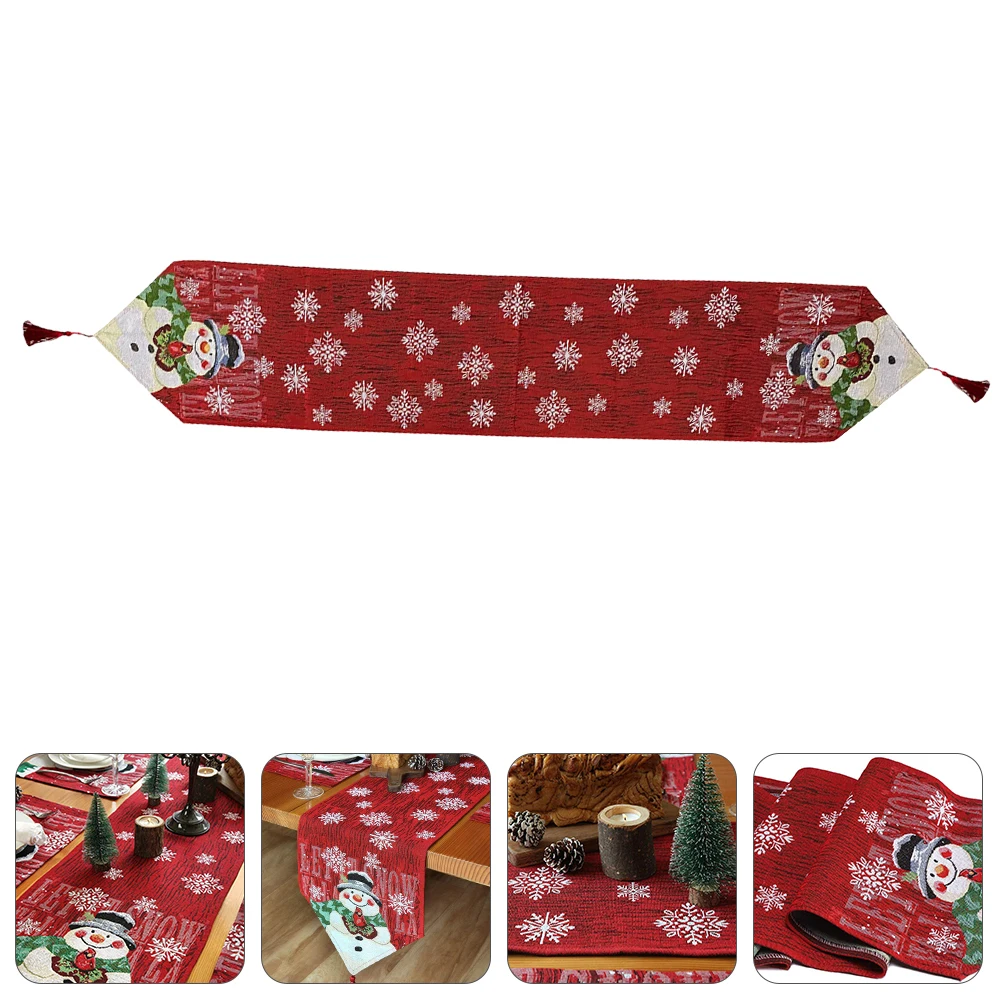 

Christmas Snowman Table Runner Decorations Holiday Embroidered Xmas Party Tablecloth Tablecloths