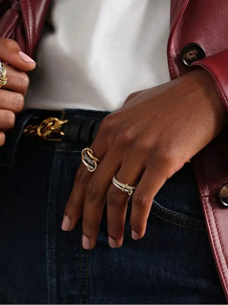 خاتم فضة استرليني 925 عصري بسيط متعدد الطبقات مستدير من الزركون للنساء الذكرى السنوية الفاخرة عالية الجودة مجوهرات راقية #6